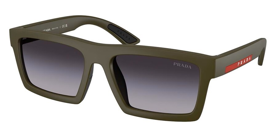Prada Linea Rossa Grey Mirror Square Men's Sunglasses PS 01US