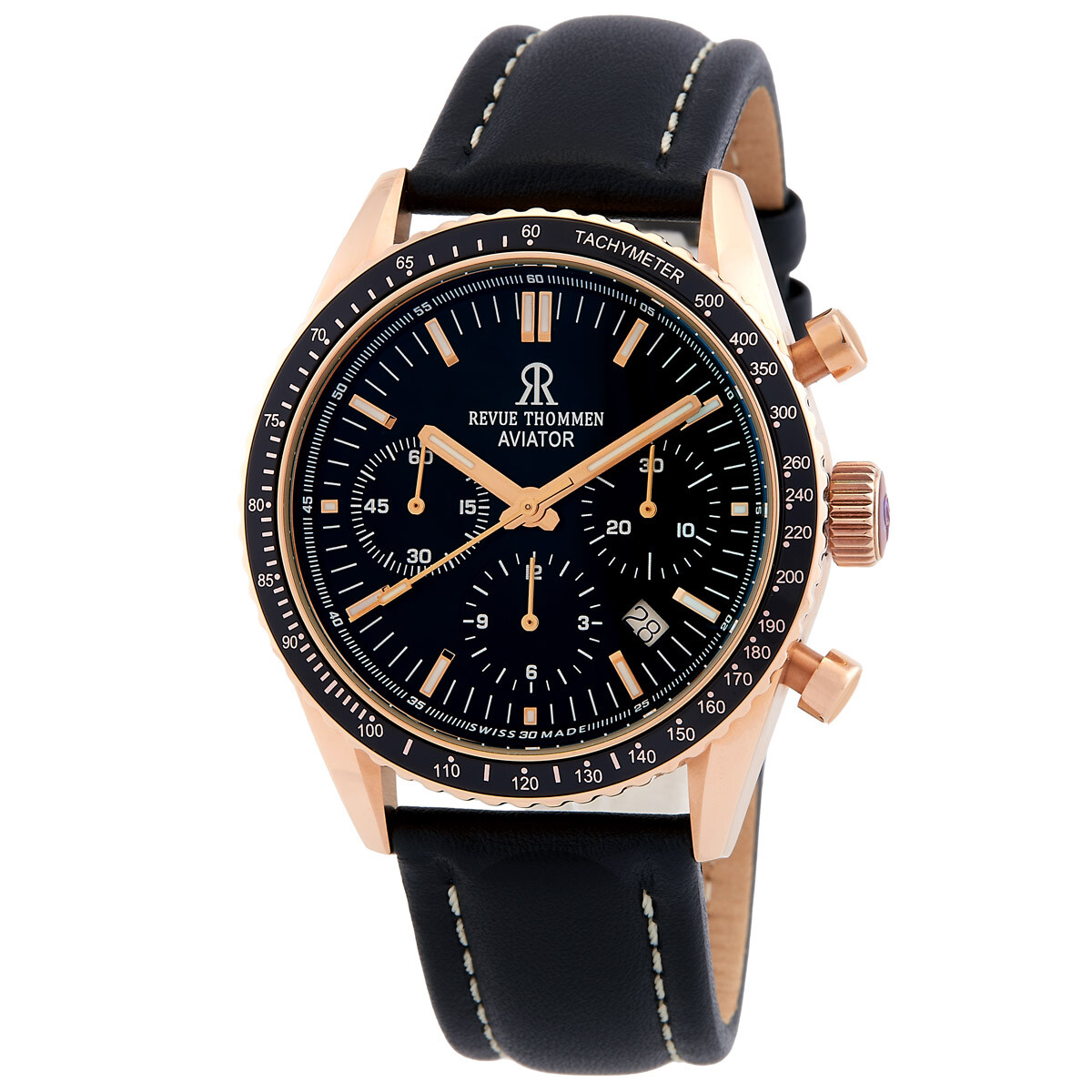 Revue Thommen Aviator Chronograph Automatic Black Dial Men's Watch 17000.6567