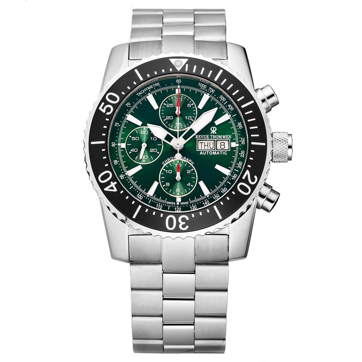 Revue Thommen Diver Chronograph Automatic Green Dial Men's Watch 17030.6122