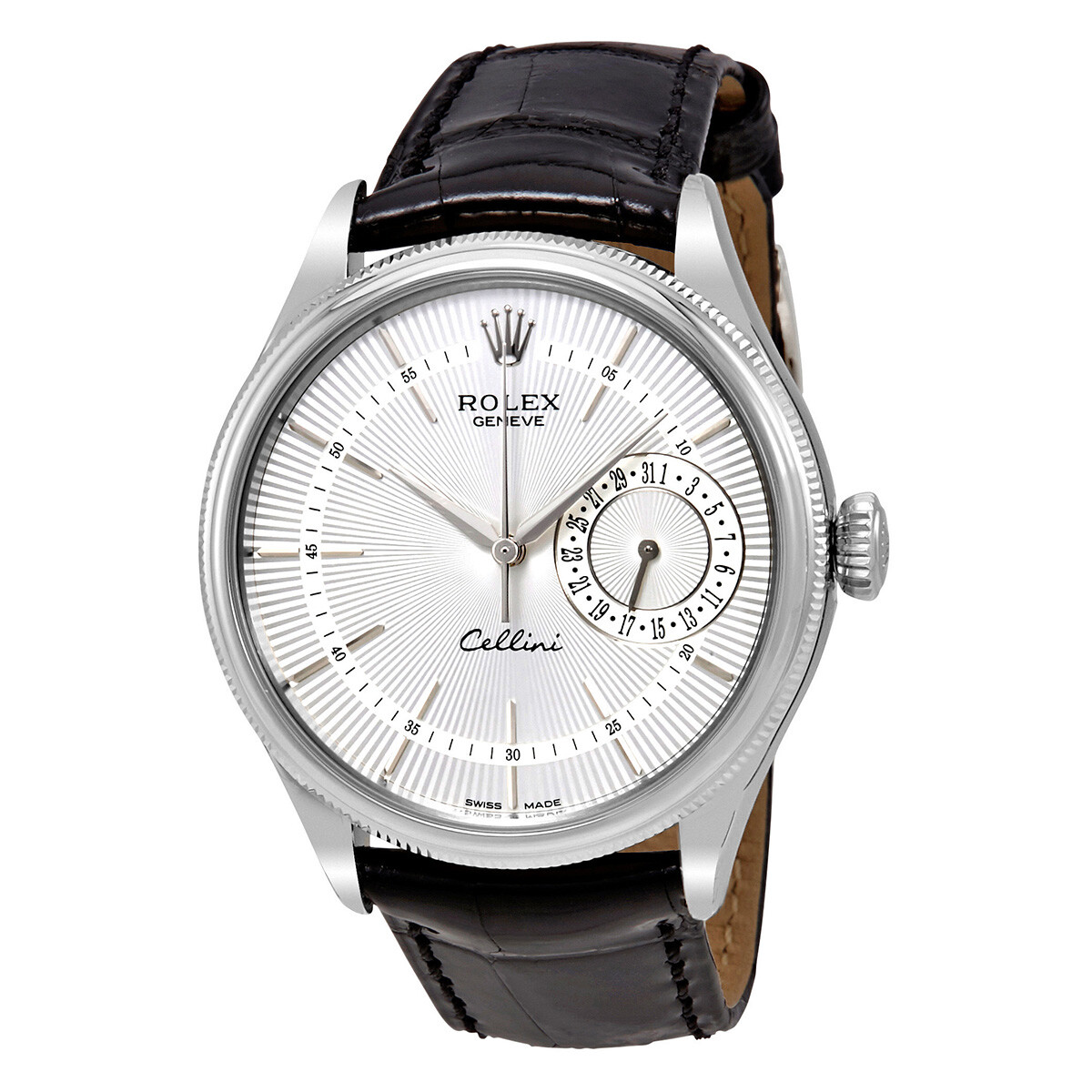 Rolex Cellini Date Silver Dial 18K White Gold Men's Watch 50519SSBKL