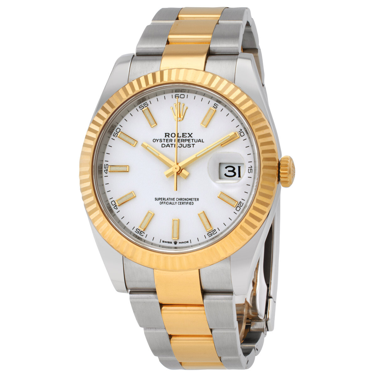 Rolex Datejust 41 White Dial Steel and 18K Yellow Gold Oyster Men's Watch 126333WSO