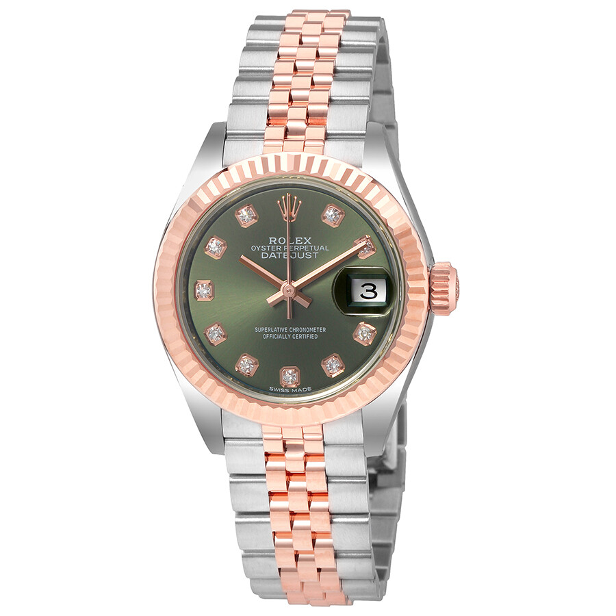 Rolex Lady Datejust Olive Dial Steel and 18K Everose Gold Ladies Watch 279171ODJ