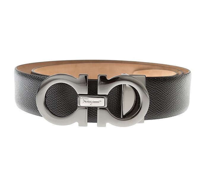 Ferragamo Ladies Black Reversible And Adjustable Gancini