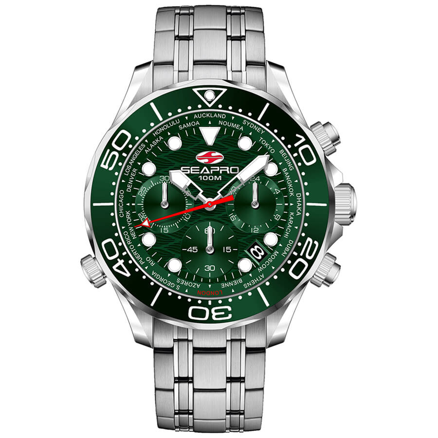 Seapro Mondial Timer Chronograph Quartz Green Dial Men's Watch SP0155