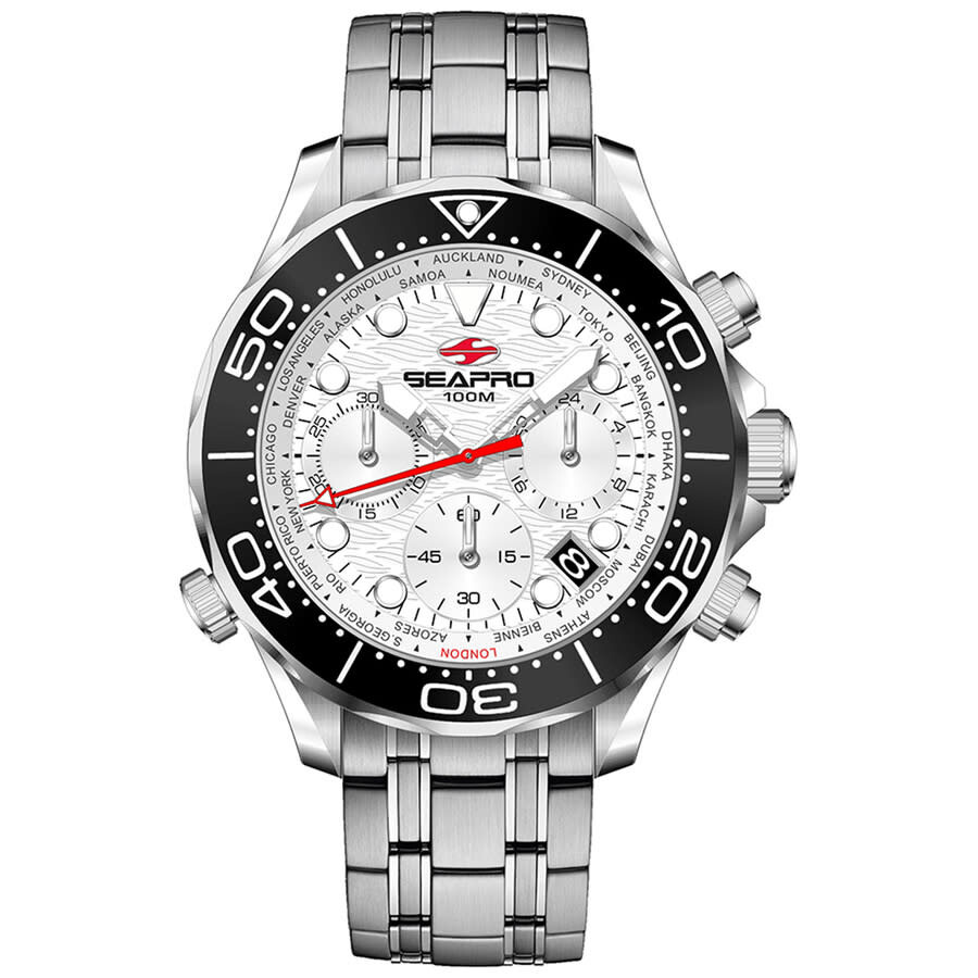 Seapro Mondial Timer Chronograph Quartz White Dial Men's Watch SP0151