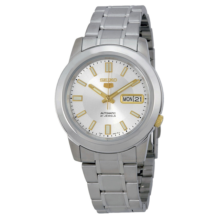 Seiko 5 Silver Stainless Steel Automatic Men's Watch SNKK09