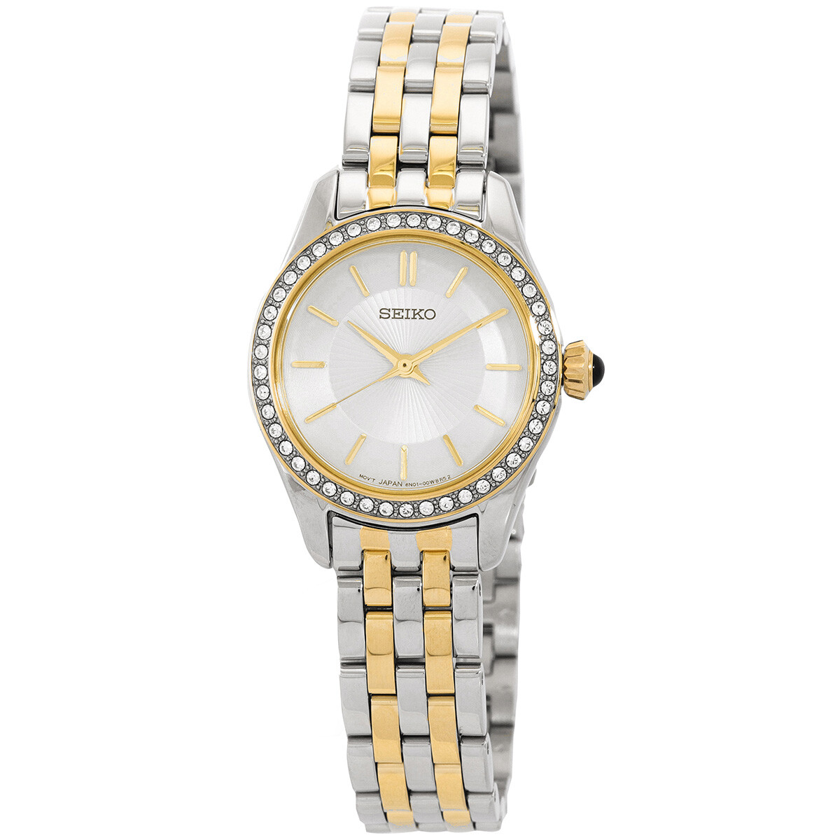 Seiko Essentials Quartz Crystal White Dial Two-Tone Ladies Watch SUR540P1