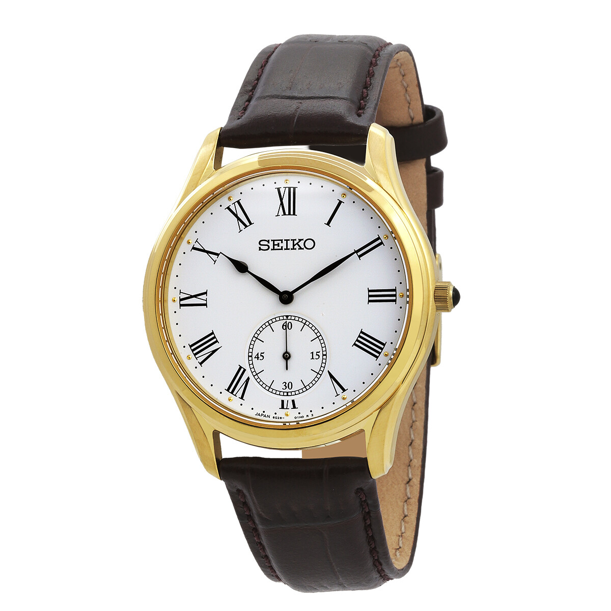 Seiko Quartz White Dial Men's Leather Watch SRK050P1