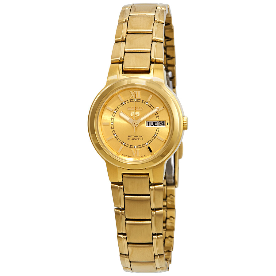 Seiko Series 5 Automatic Gold Dial Ladies Watch SYME58