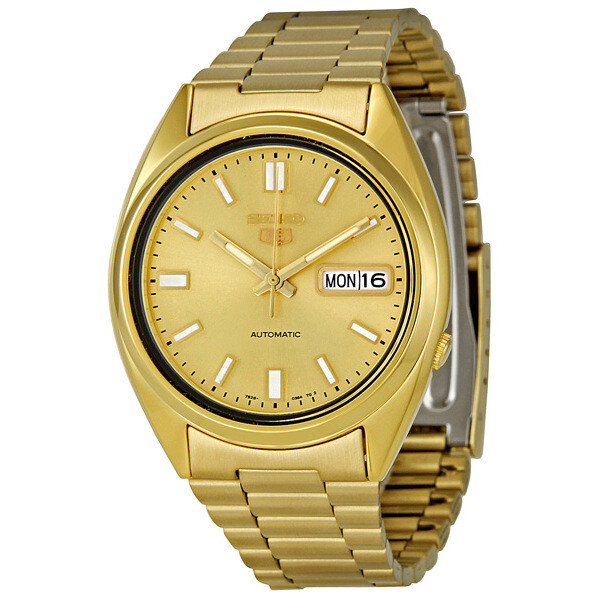 Seiko Series 5 Automatic Gold Dial Yellow Gold-tone Men's Watch SNXS80