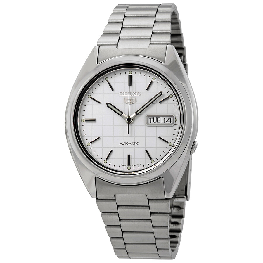 Seiko Series 5 Automatic White Grid Dial Men's Watch SNXF05