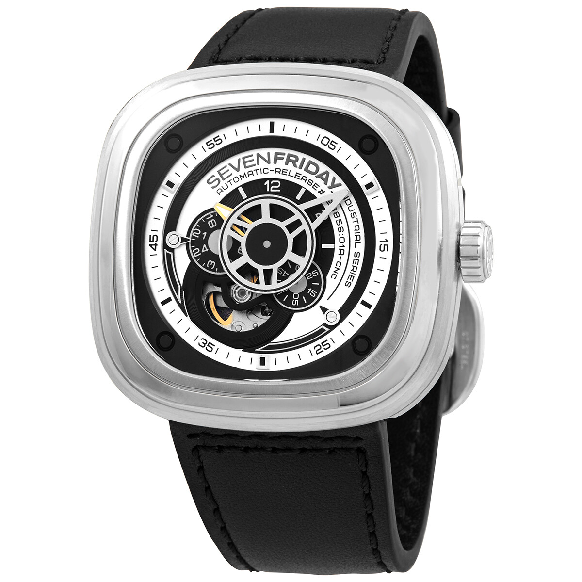 Sevenfriday Automatic Black Leather Band Men's Watch P1B/01
