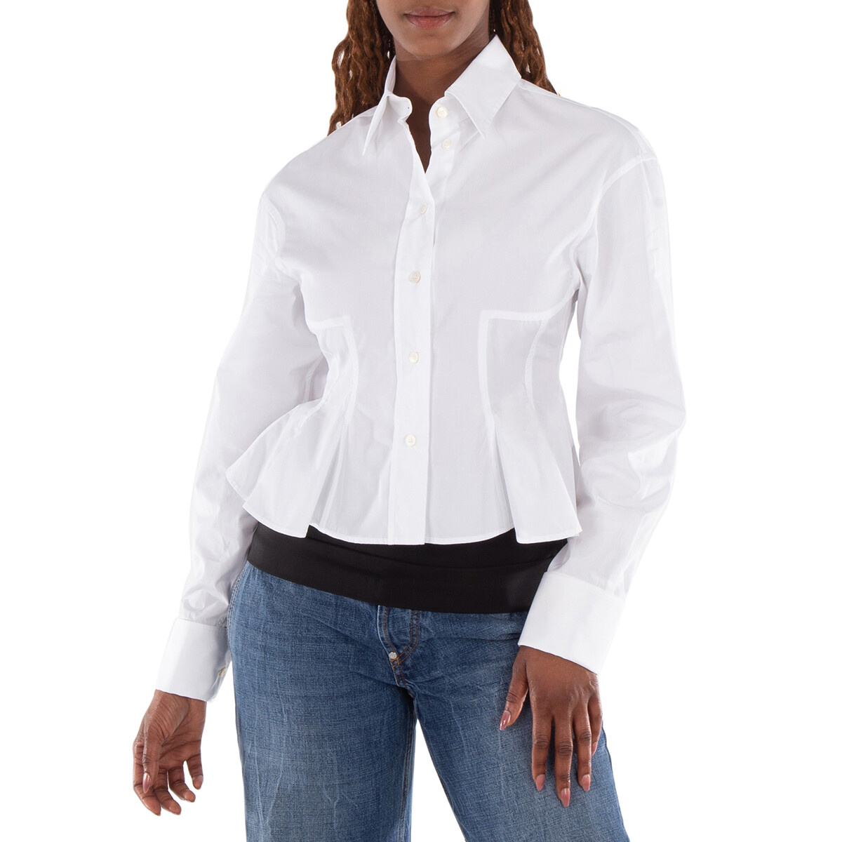 Stella McCartney White Horse Print Insert Shirt, Brand Size 38 (US 