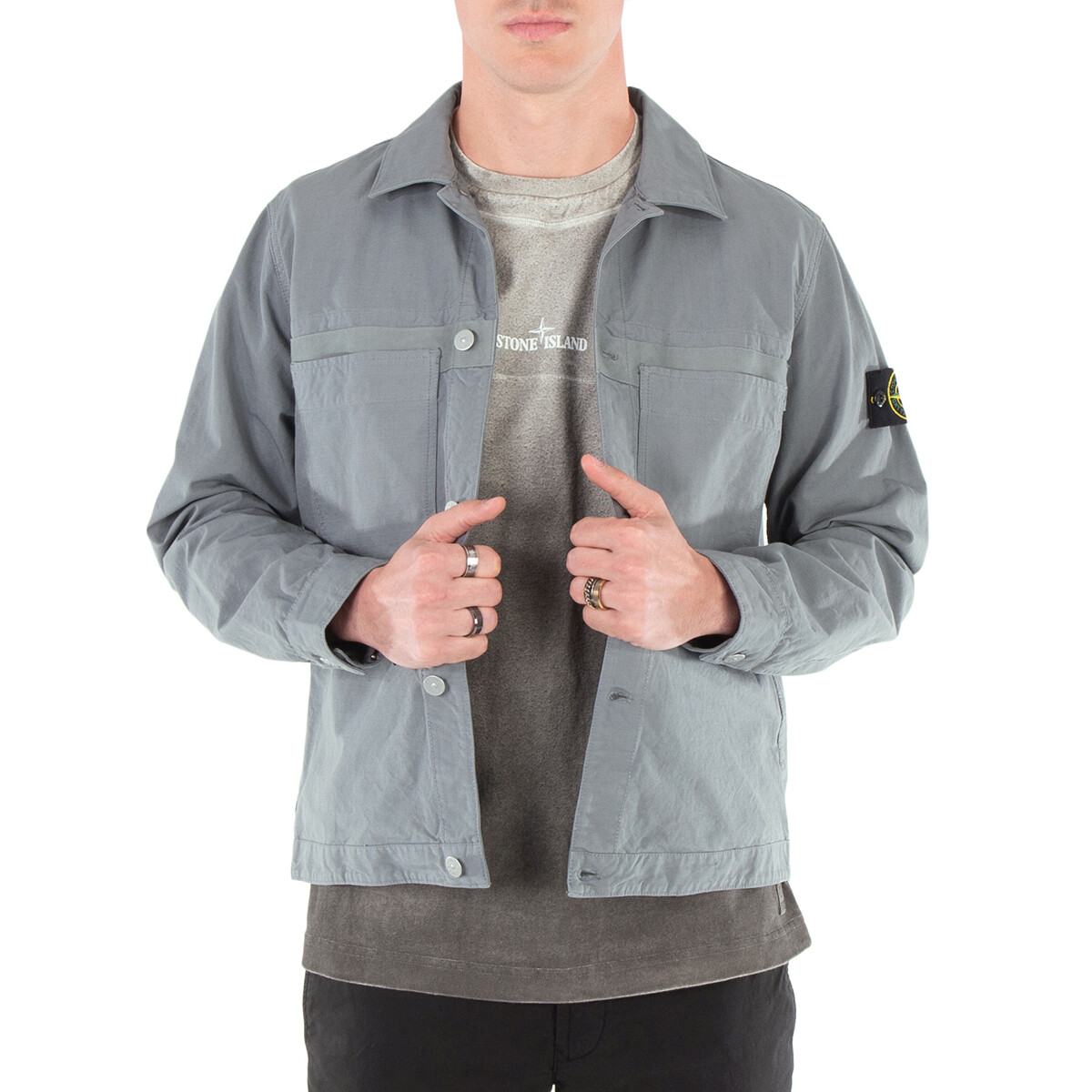 Stone Island Crinkled Bomber Jacket, Size Small 801541223
