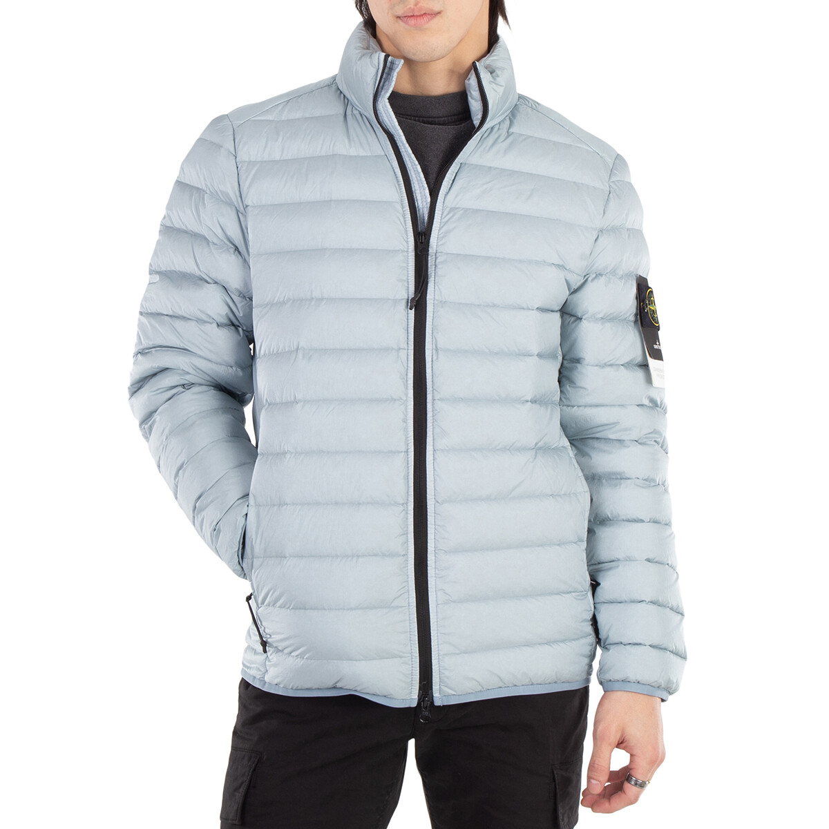 Stone Island Men's Black Loom Woven Chambers Recycled Nylon Down