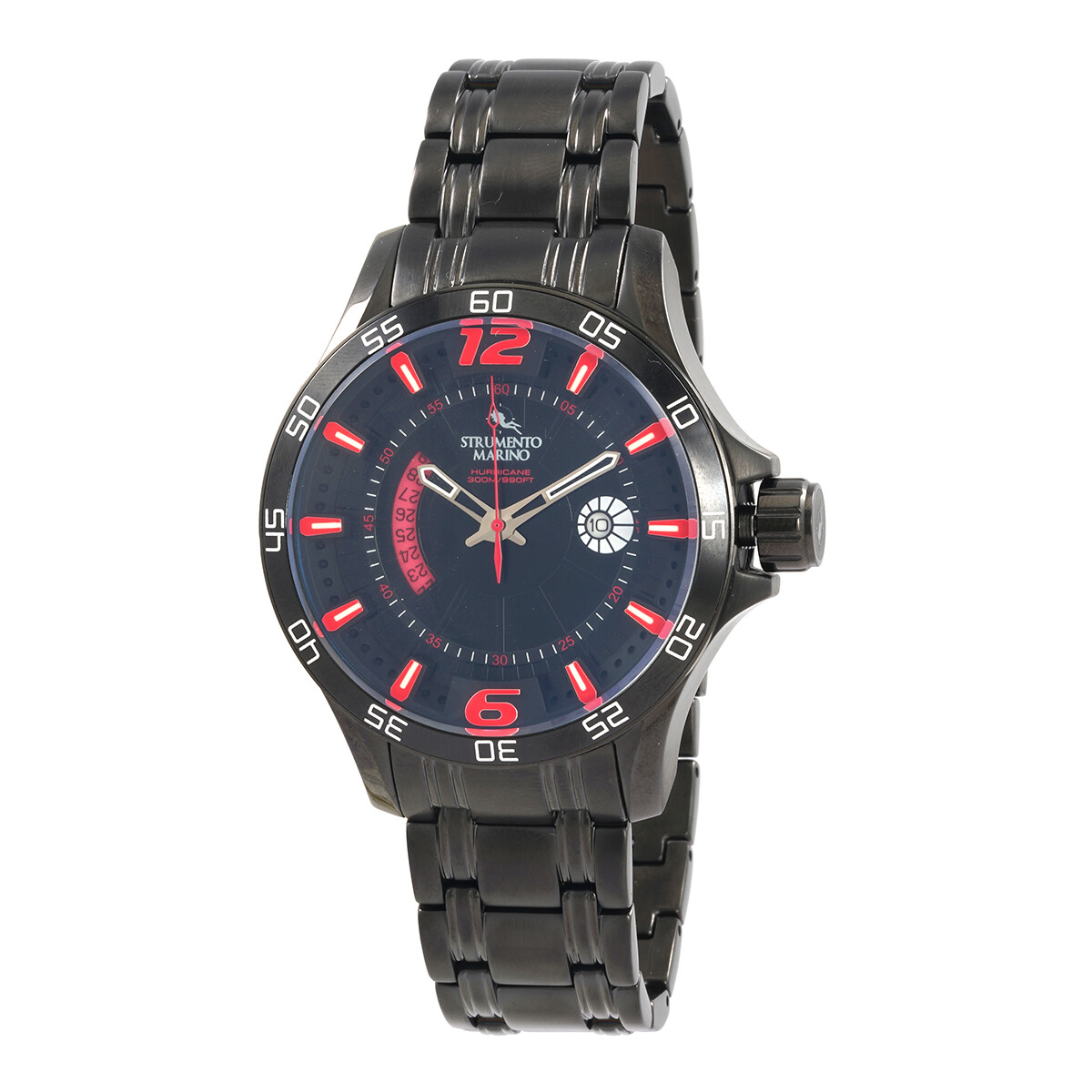 Strumento Marino Hurricane 3 Hands Bracelet Quartz Black Dial Men's Watch SM116MB/BK/NR/RS