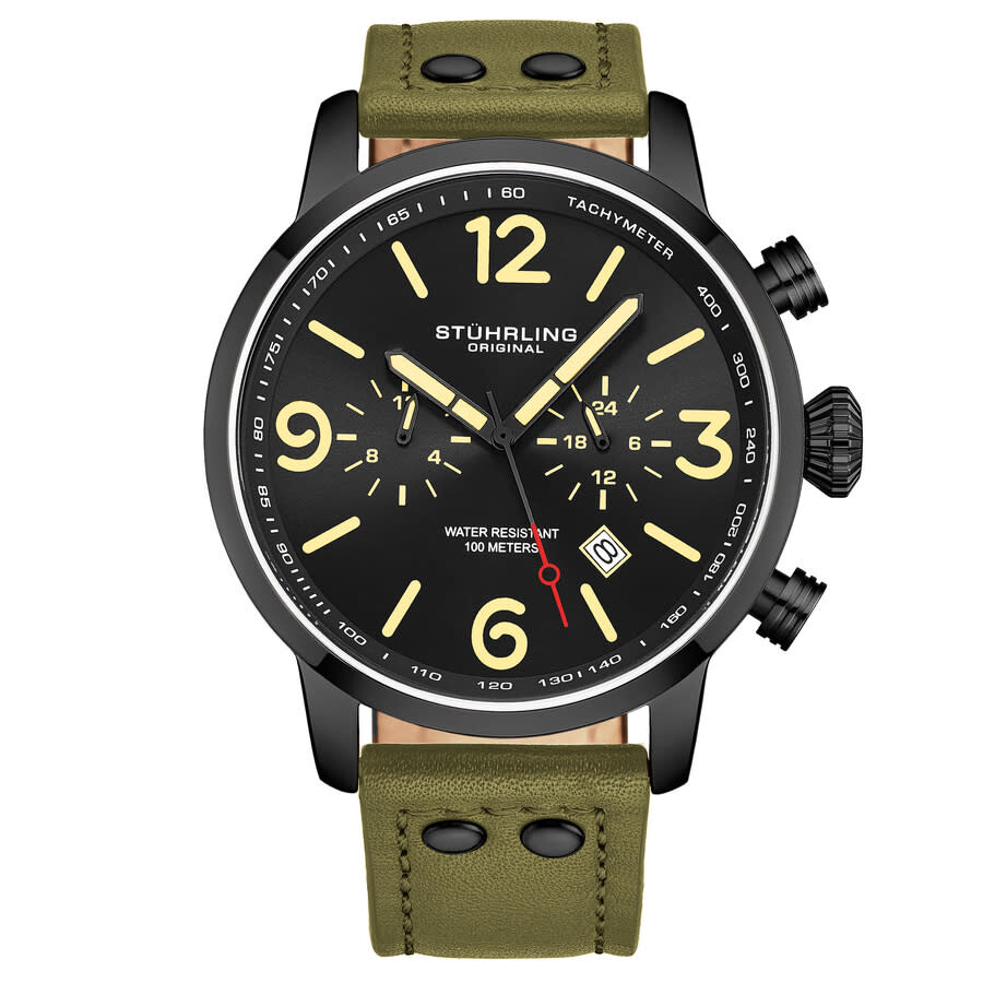 Stuhrling Original Aviator Chronograph Quartz Black Dial Men's Watch M17965