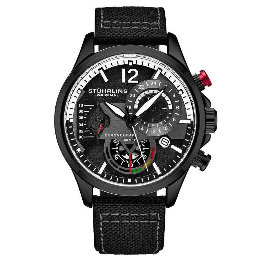 Stuhrling Original Aviator Chronograph Quartz Black Dial Men's Watch M17975