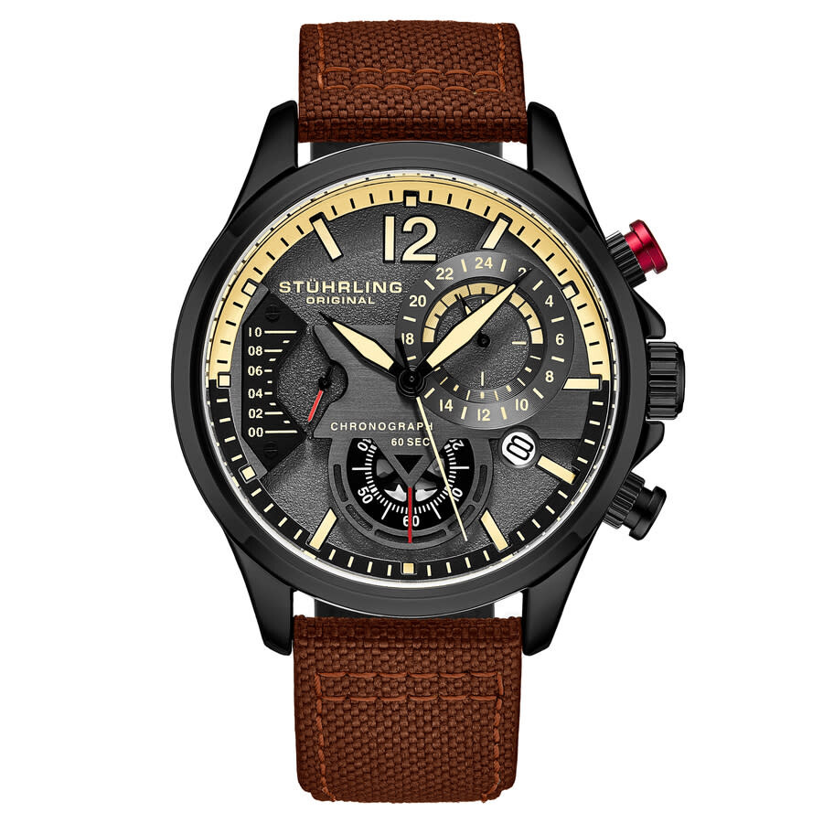 Stuhrling Original Aviator Chronograph Quartz Grey Dial Men's Watch M17974