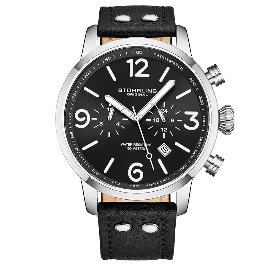 Stuhrling Original Aviator Quartz Black Dial Men's Watch M13649