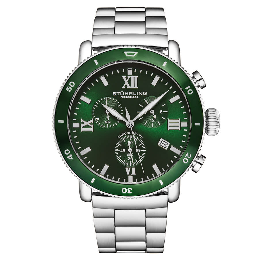 Stuhrling Original Monaco Chronograph Quartz Green Dial Men's Watch M17995