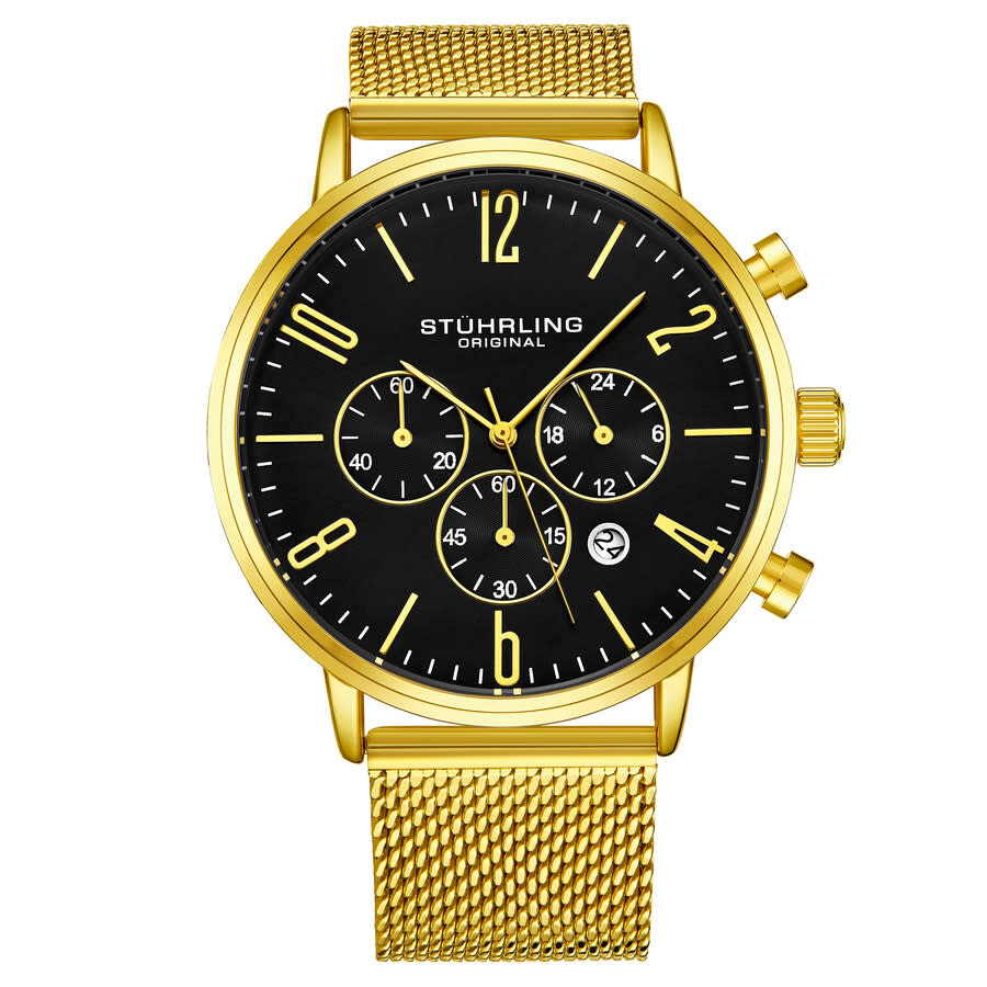 Stuhrling Original Monaco Chronograph Quartz Black Dial Men's Watch M16249