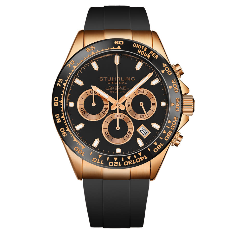 Stuhrling Original Monaco Chronograph Quartz Black Dial Men's Watch M18214