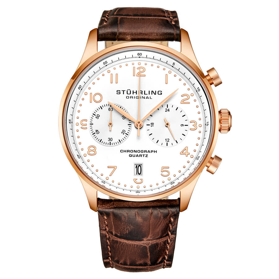 Stuhrling Original Monaco Chronograph Quartz White Dial Men's Watch M16839
