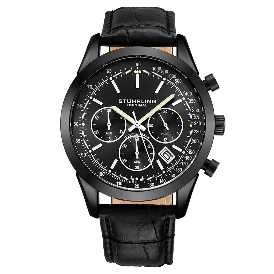 Stuhrling Original Monaco Quartz Black Dial Men's Watch M13651