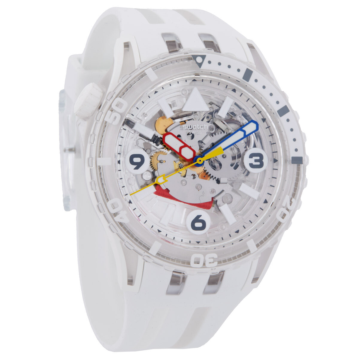 Swatch XX-Rated Black White Dial Black Silicone Men's Watch