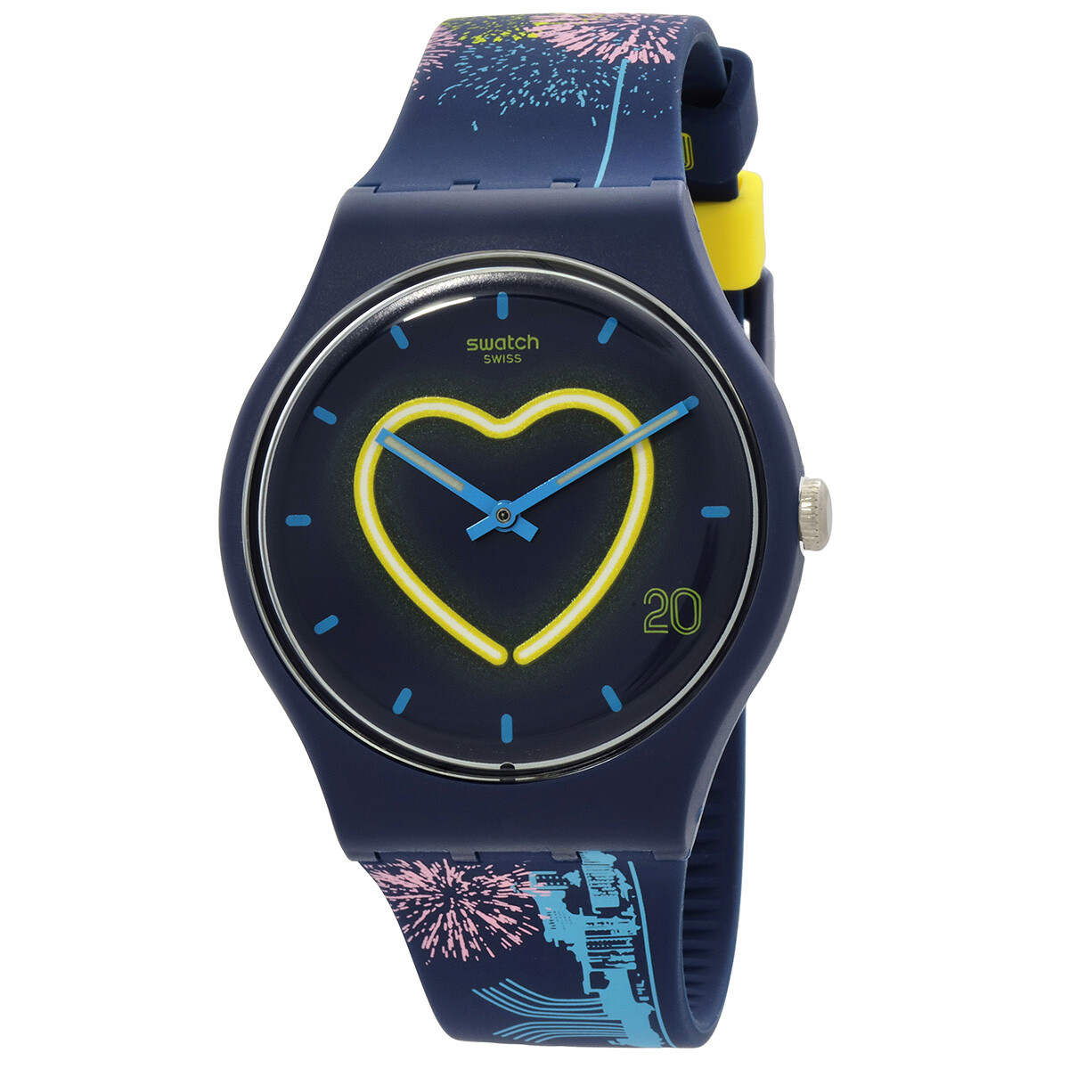 Swatch XX-Rated Black White Dial Black Silicone Men's Watch