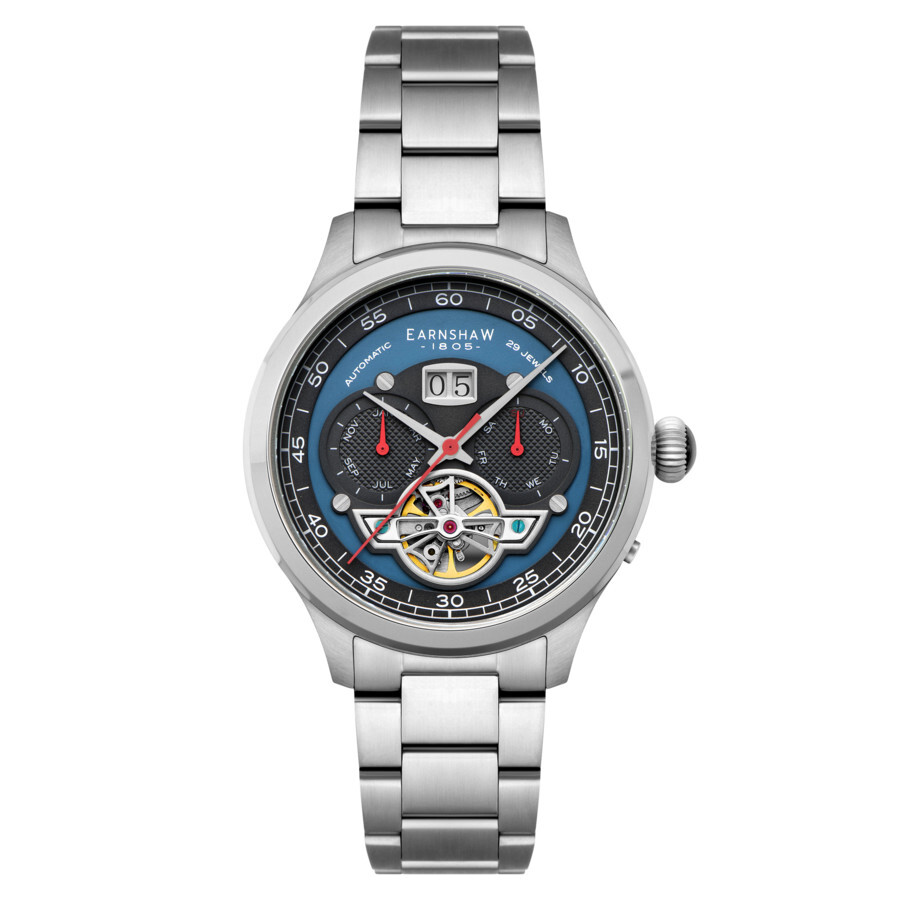 Thomas Earnshaw Baron Grand Date Calendar Open Heart Blue Dial Men's Watch ES-8187-44
