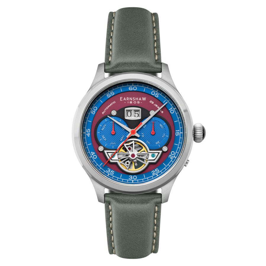 Thomas Earnshaw Baron Grand Date Calendar Open Heart Red Dial Men's Watch ES-8187-08