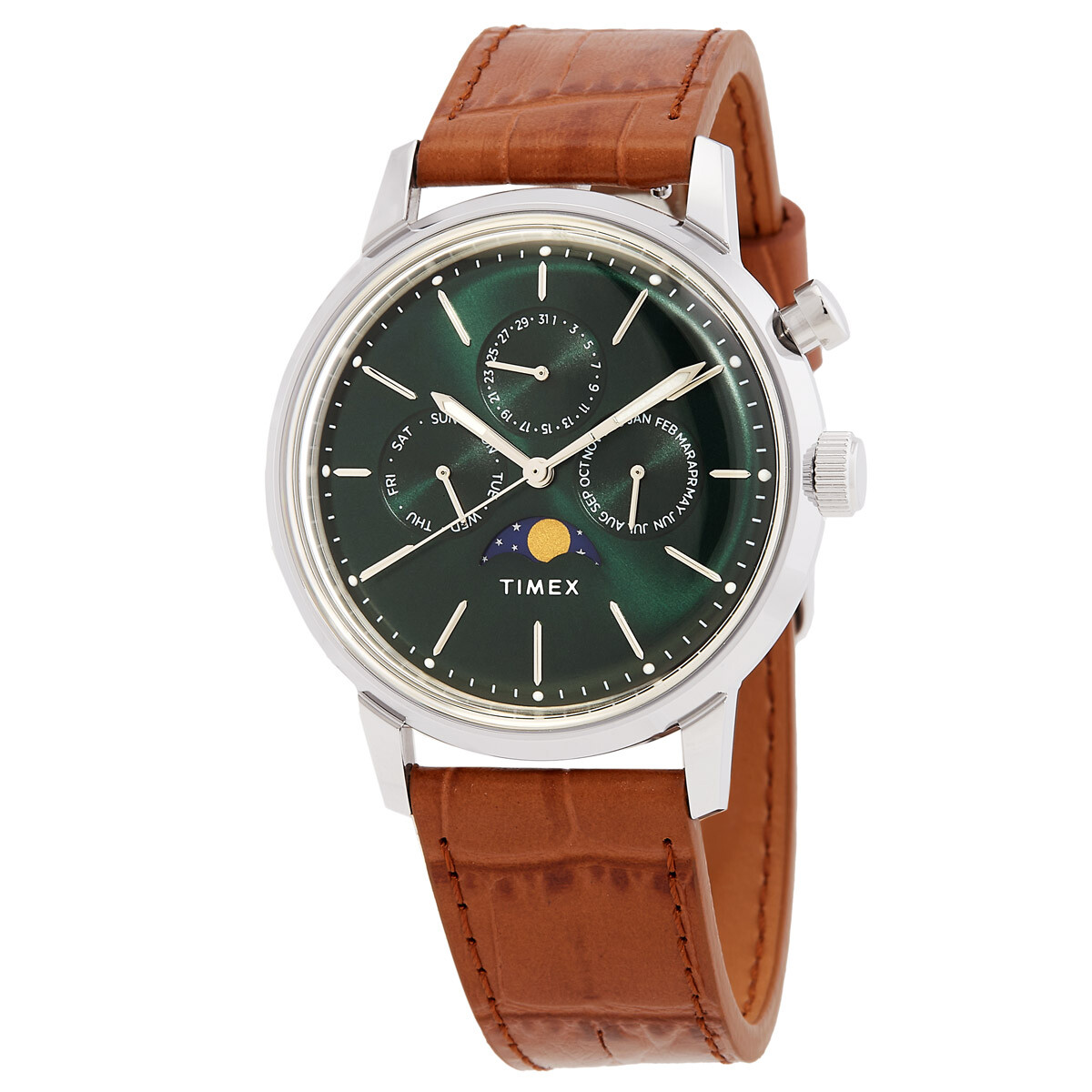 Timex Marlin Quartz Moon Phase Green Dial Men's Watch TW2W51000VQ