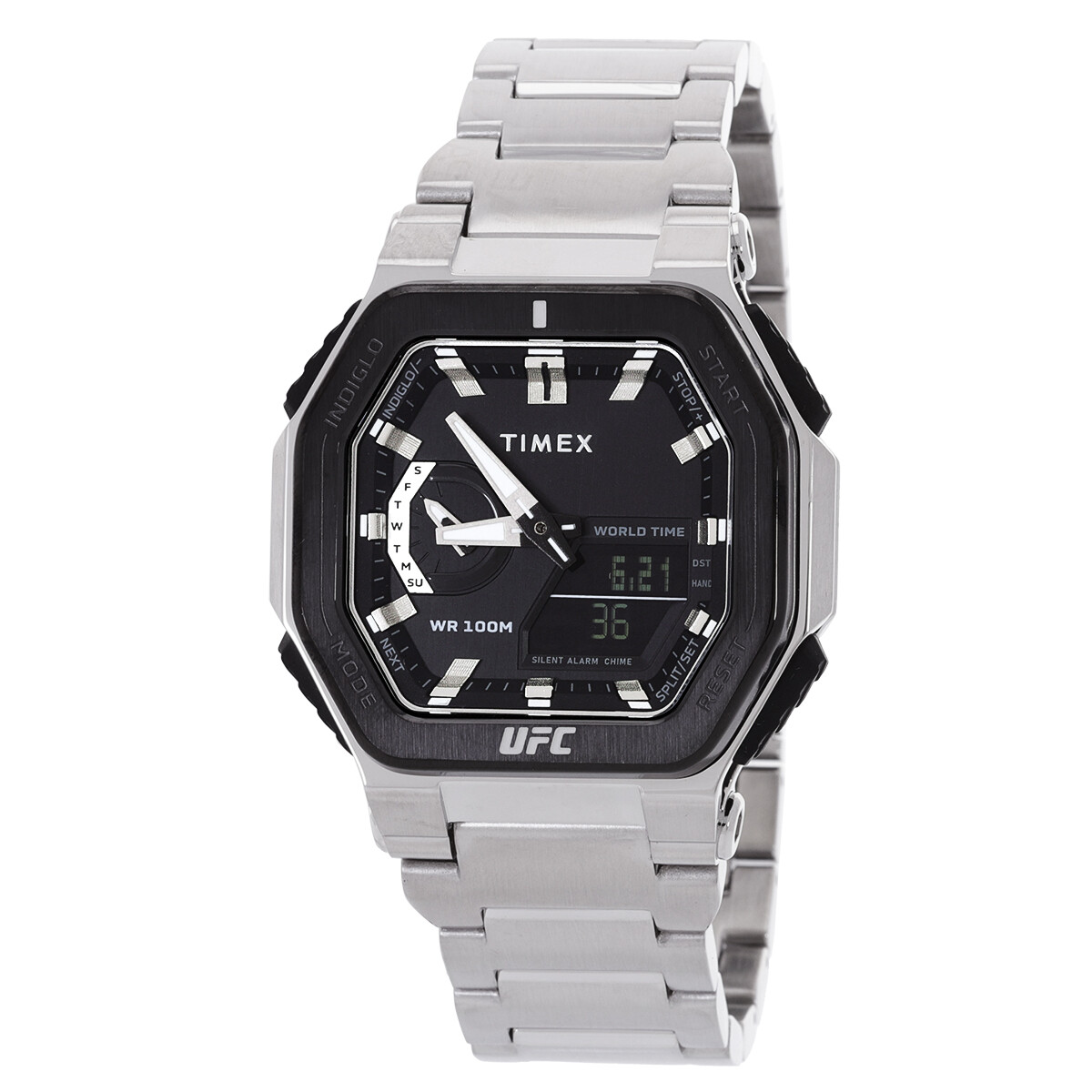 Timex UFC Colossus Alarm World Time Quartz Analog-Digital Black Dial Men's Watch TW2V84600