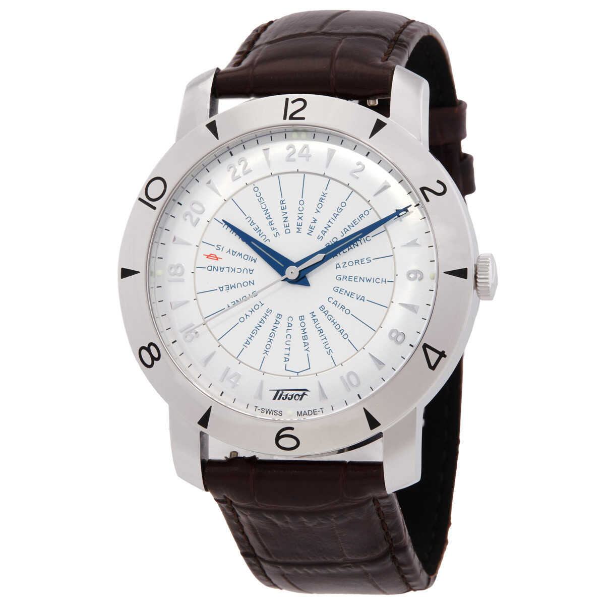 Tissot Heritage Navigator Silver Dial Brown Leather Men's Watch T0786411603700