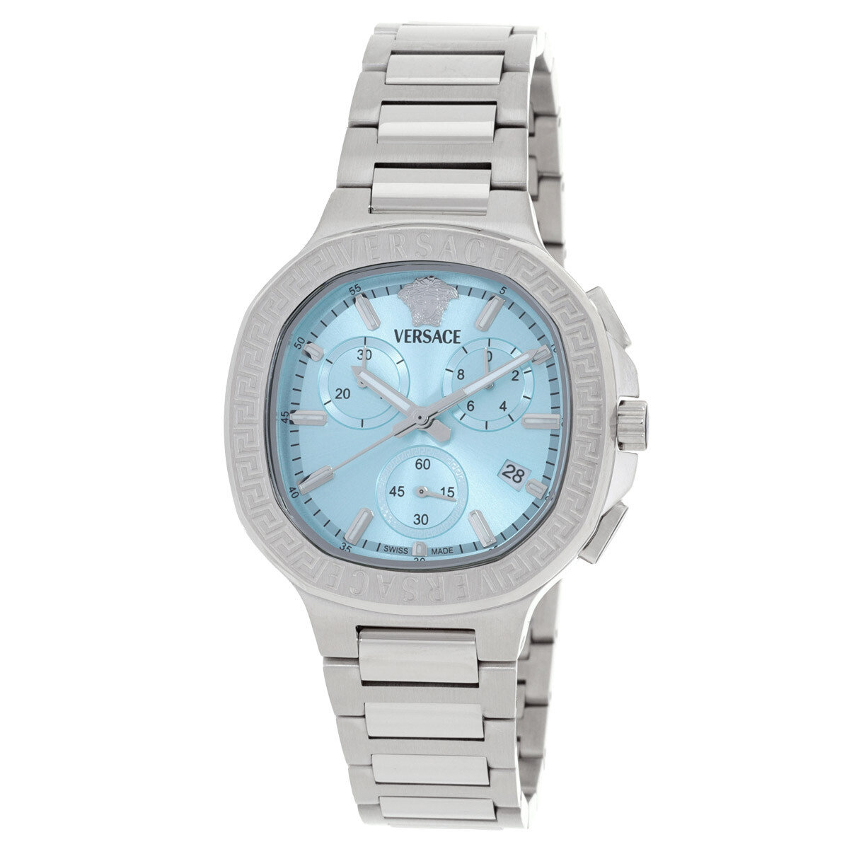 Versace V-Chrono Square Chronograph Quartz Turquoise Dial Watch VEVCA0324