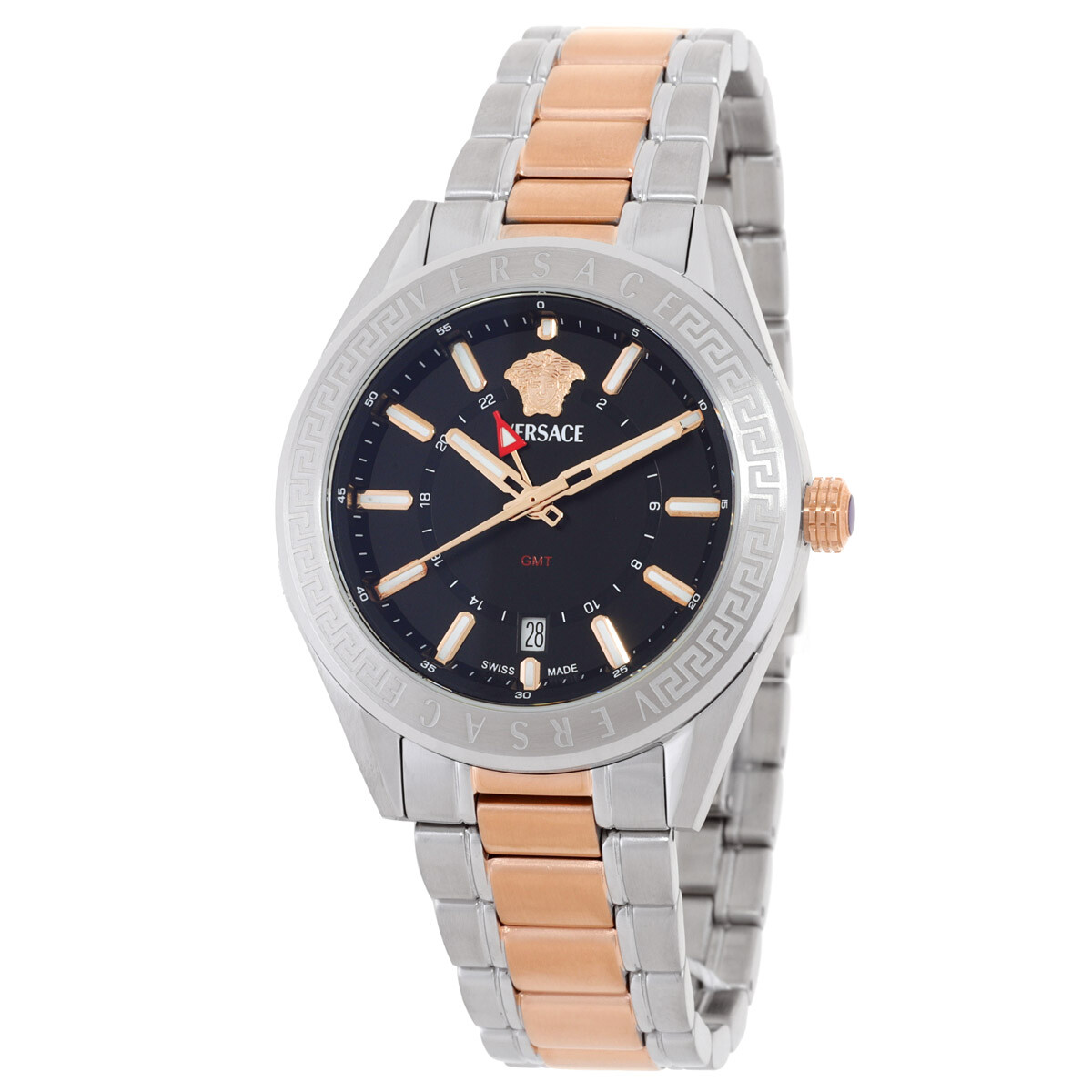 Versace V-Code GMT Quartz Black Dial Men's Watch VEAFA0624