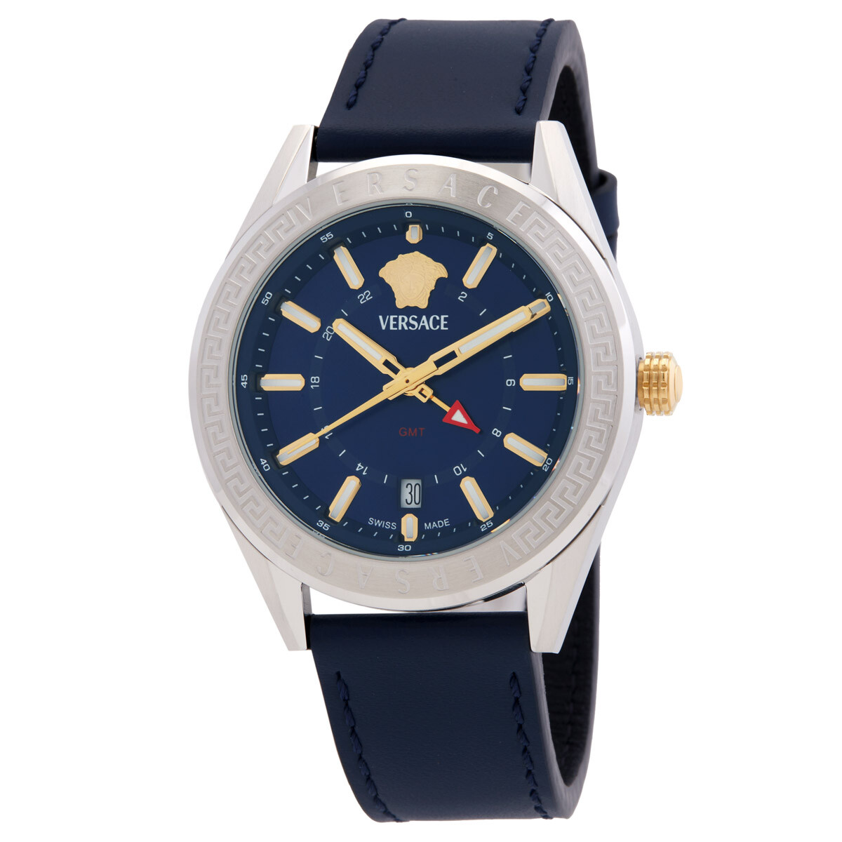 Versace V-Code GMT Quartz Blue Dial Men's Watch VEAFA0124