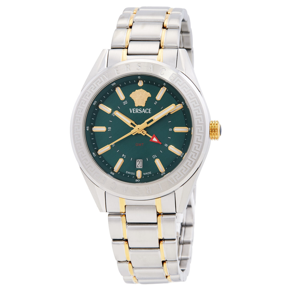Versace V-Code GMT Quartz Green Dial Men's Watch VEAFA0524