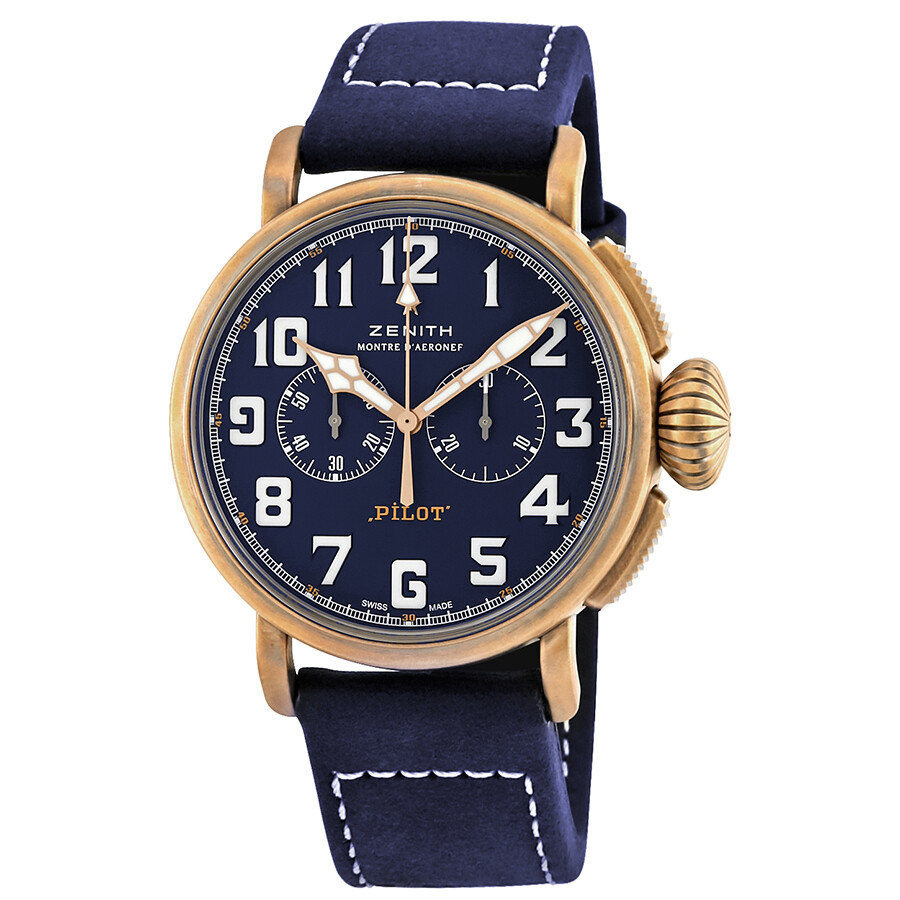 Zenith Pilot Type 20 Bronze Chronograph Automatic Blue Dial Men's Watch 29.2430.4069/57.C808