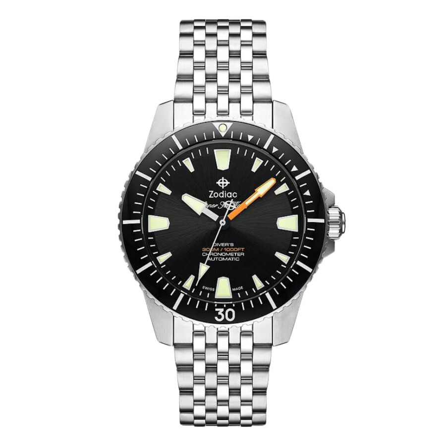 Zodiac Super Sea Wolf Pro-Diver Automatic Cos-C Certified Black Dial Men's Watch ZO3552