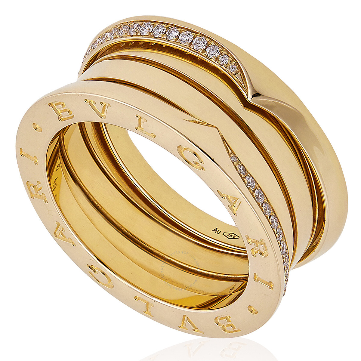 Bvlgari 18k White Gold Double Band Sapphire Ring, Brand Size