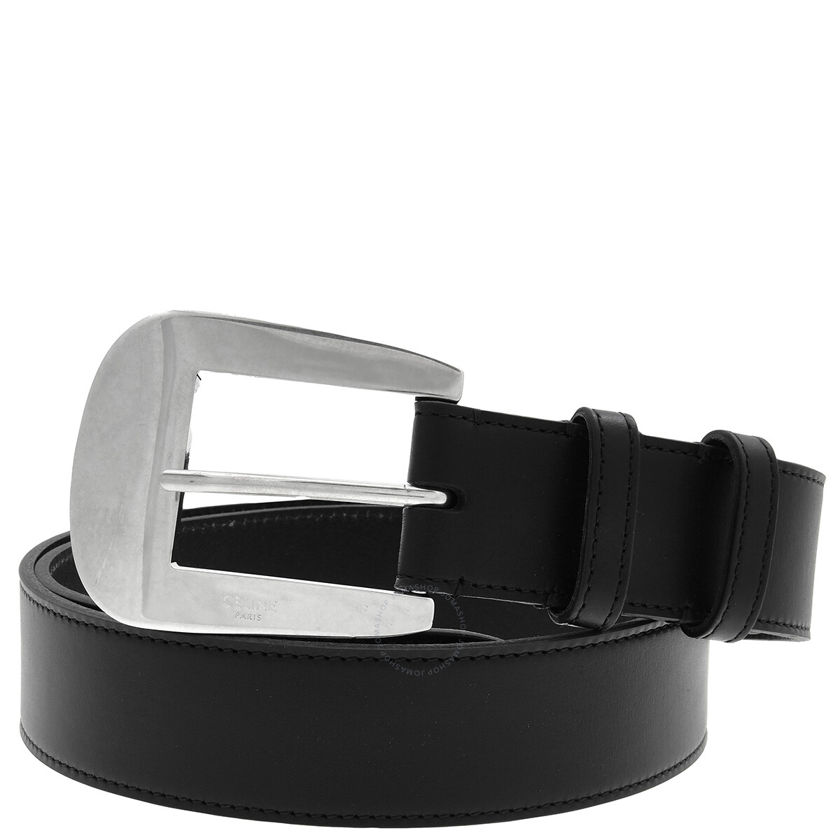 Celine Taurillon Leather Triomphe Belt, Size 75 cm 45AX63A01