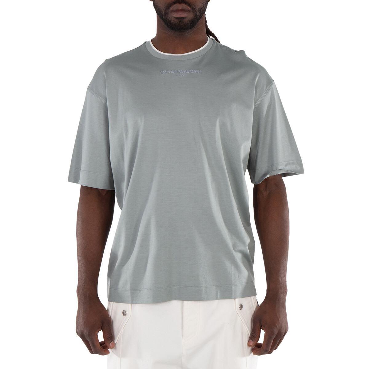 Tシャツ・カットソー EMPORIO ARMANI Men T-shirt Dove Grey 3D1TA21JUVZ 06H4 Emporio Armani Black Manga Capsule Collection Cartoon Eagle