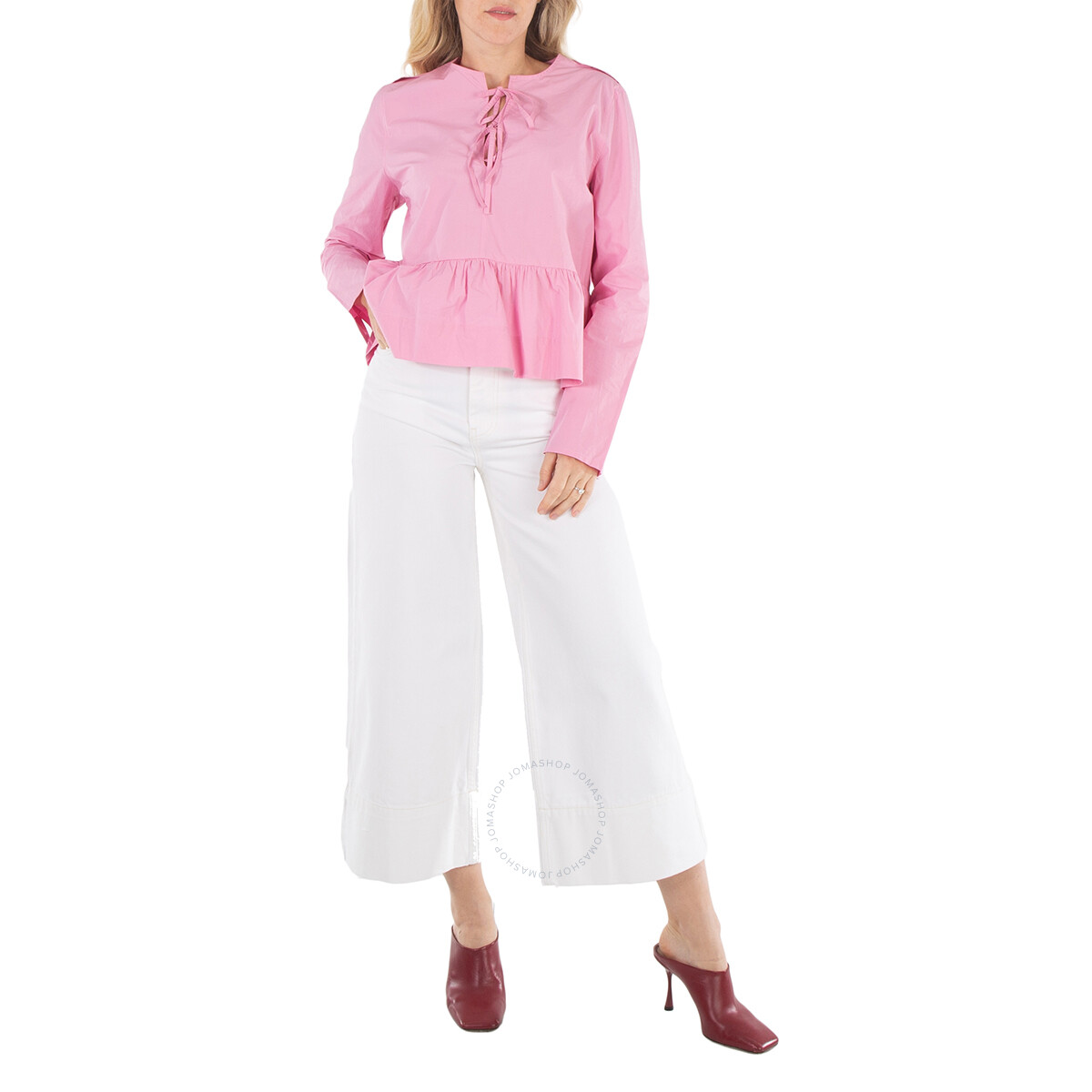 Ganni Ladies Misty Lilac Tapered Organic Cotton Track Pants