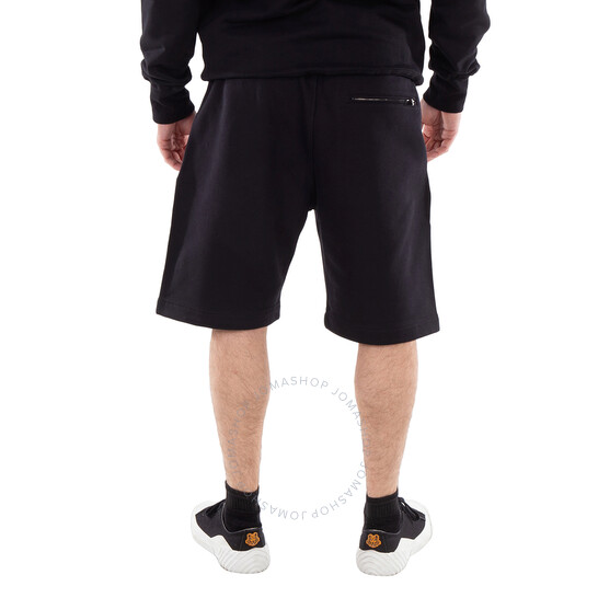 ハーフ・ショートパンツ ALEXANDER MCQUEEN Men Shorts 688717QTAAB0509 Black Alexander Mcqueen Men's Logo-Print Cotton Shorts, Size Small