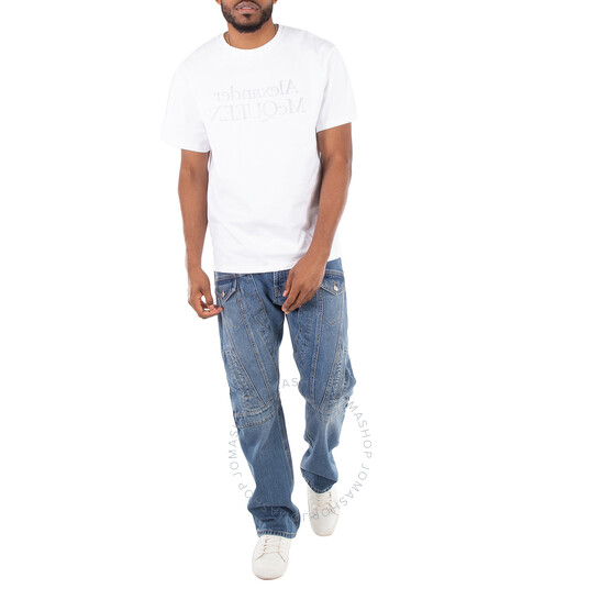 Tシャツ・カットソー ALEXANDER MCQUEEN Men T-shirt White 781977QTAAZ 0934 Alexander Mcqueen Men's White / Silver Reflective Reverse