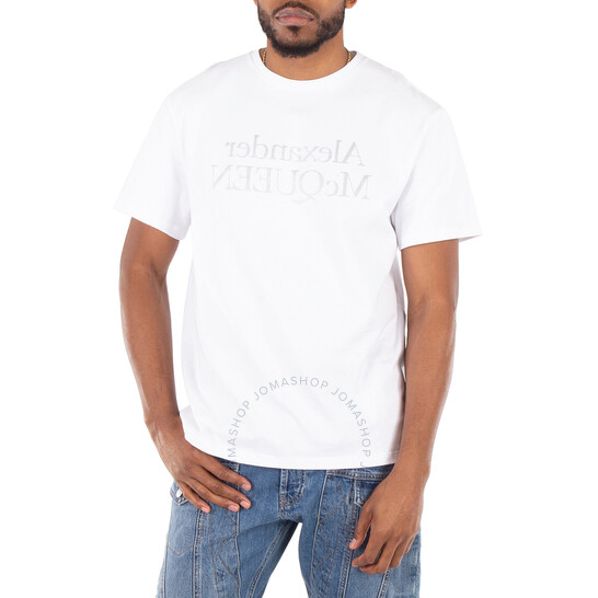 Tシャツ・カットソー ALEXANDER MCQUEEN Men T-shirt White 781977QTAAZ 0934 Alexander Mcqueen Men's White / Silver Reflective Reverse