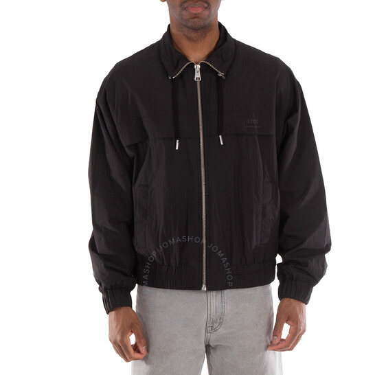 Ami Paris Men's Black Zipped Windbreaker, Size Large HJK051
